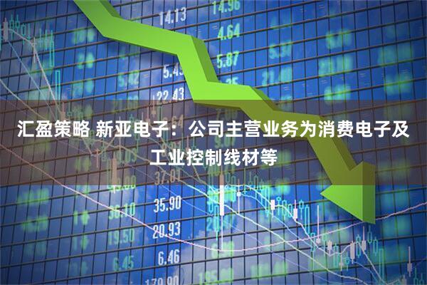 汇盈策略 新亚电子：公司主营业务为消费电子及工业控制线材等